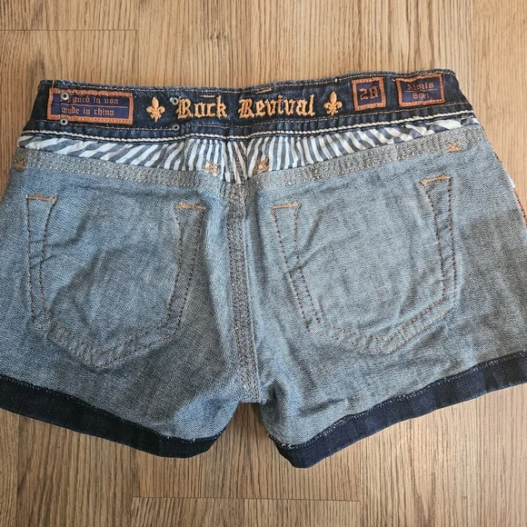 Rock Revival Dark Blue Distressed Denim Jean Shorts - Picture 4 of 4